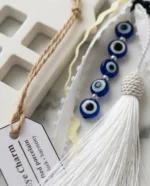 Χειροποίητο Πορσελάνινο Γούρι Σπιτάκι με Ματάκι | Scandinavian Evil Eye House Charm – Ivory Edition - Image 2