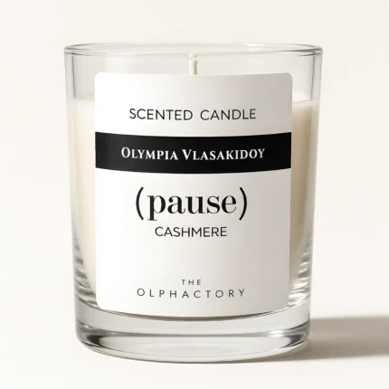 Αρωματικό κερί Cashmere The Olphactory - λεπτομέρεια γυάλινου δοχείου χωρίς καπάκι