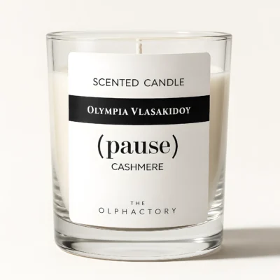 Αρωματικό κερί Cashmere The Olphactory - λεπτομέρεια γυάλινου δοχείου χωρίς καπάκι