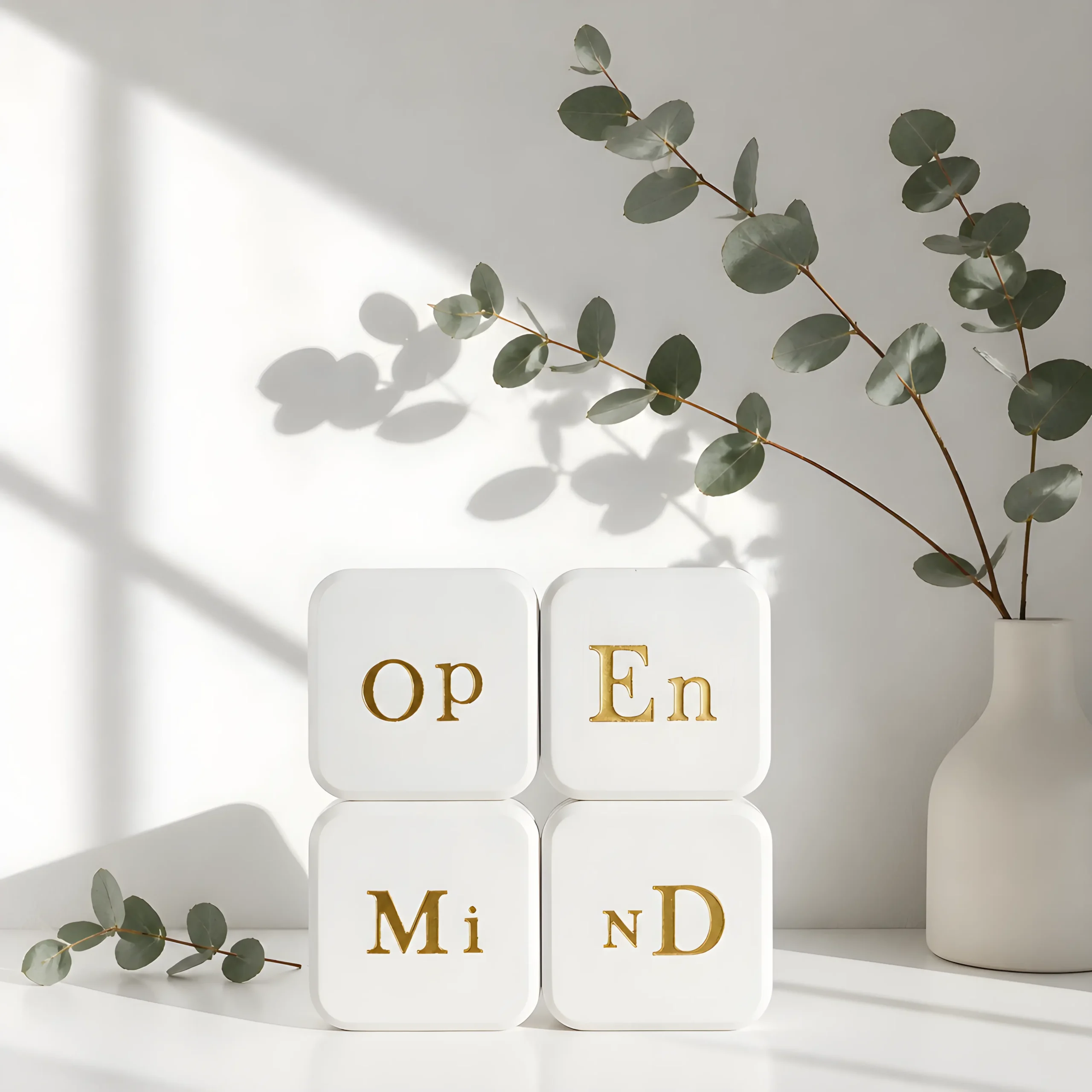 magnites-signature-words-open-mind-1 Μαγνήτες πορσελάνης Open Mind σε ράφι με ευκάλυπτο