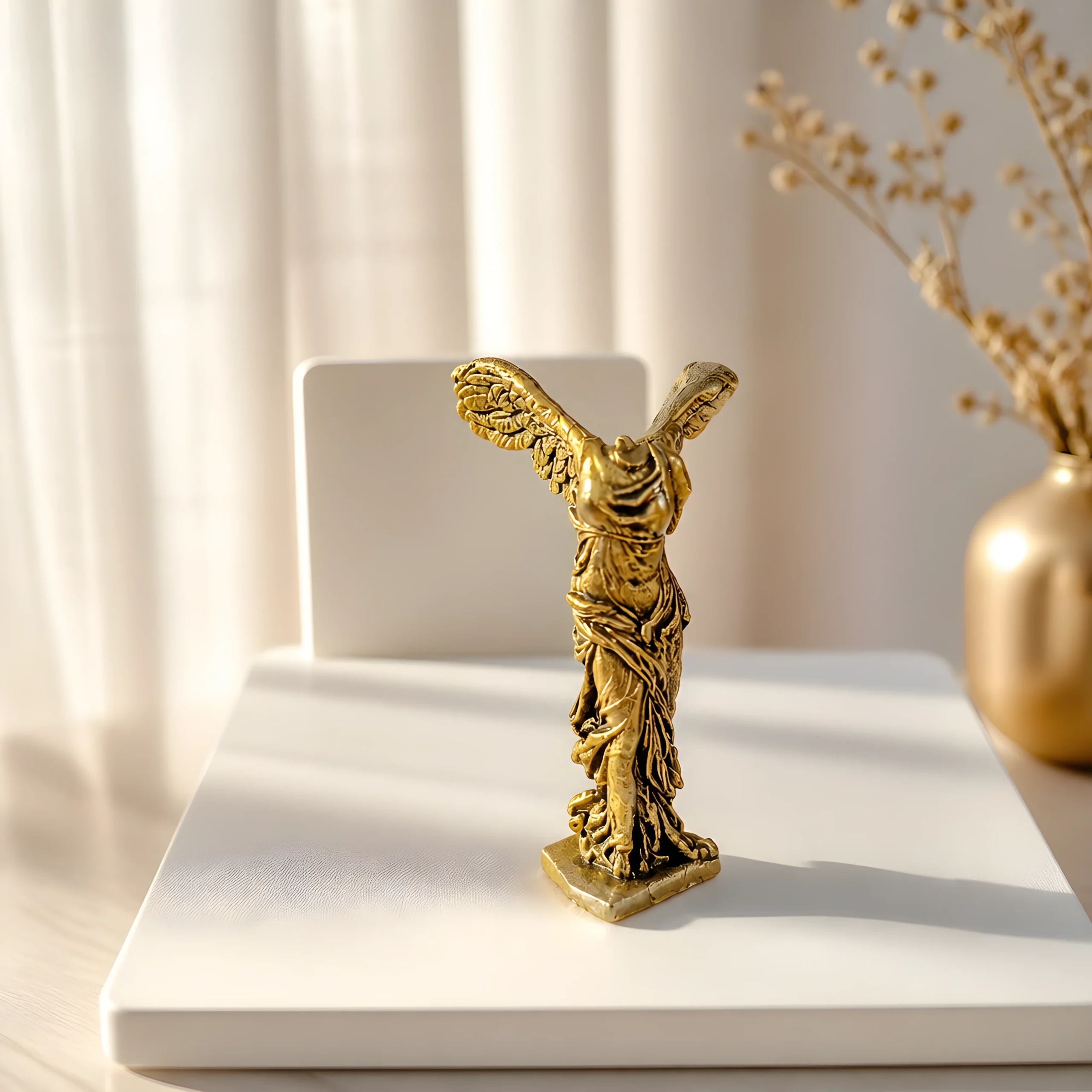 kartotheki-aurea-emblem-nike-samothrace-1 Χειροποίητη καρτοθήκη Aurea Emblem με μεταλλικό διακοσμητικό Nike of Samothrace σε λευκή πορσελάνη