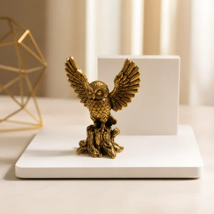 Χειροποίητη καρτοθήκη Aurea Emblem με μπρούτζινο owl, μπροστινή όψη