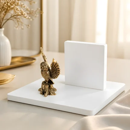 Καρτοθήκη πορσελάνης με διακοσμητικό Winged Owl, πλαϊνή λήψη