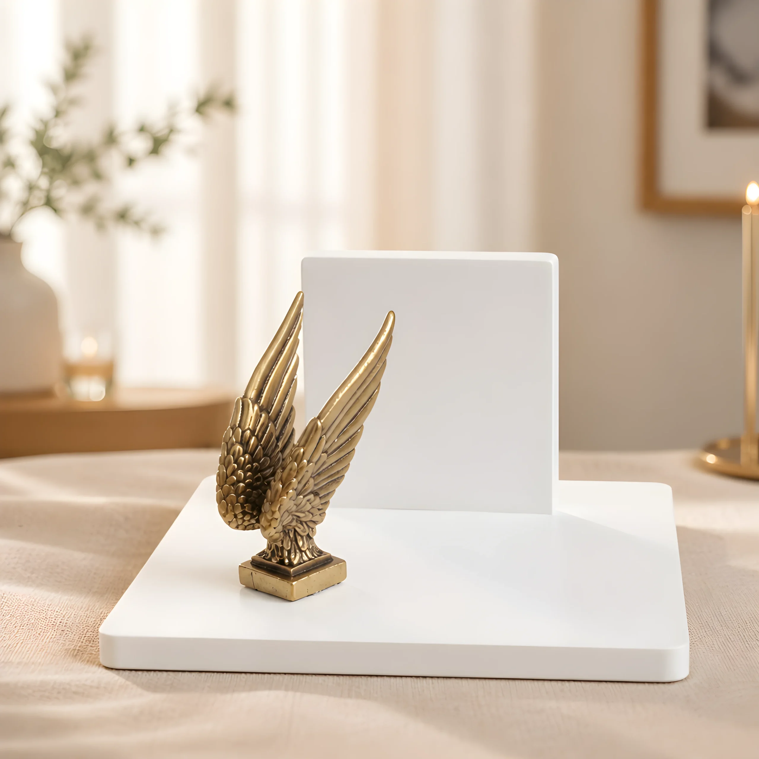 xeiropoiiti-kartotheki-aurea-emblem-angel-wings-1 Χειροποίητη καρτοθήκη πορσελάνης Aurea Emblem με μεταλλικό στοιχείο Angel Wings σε λευκό φόντο