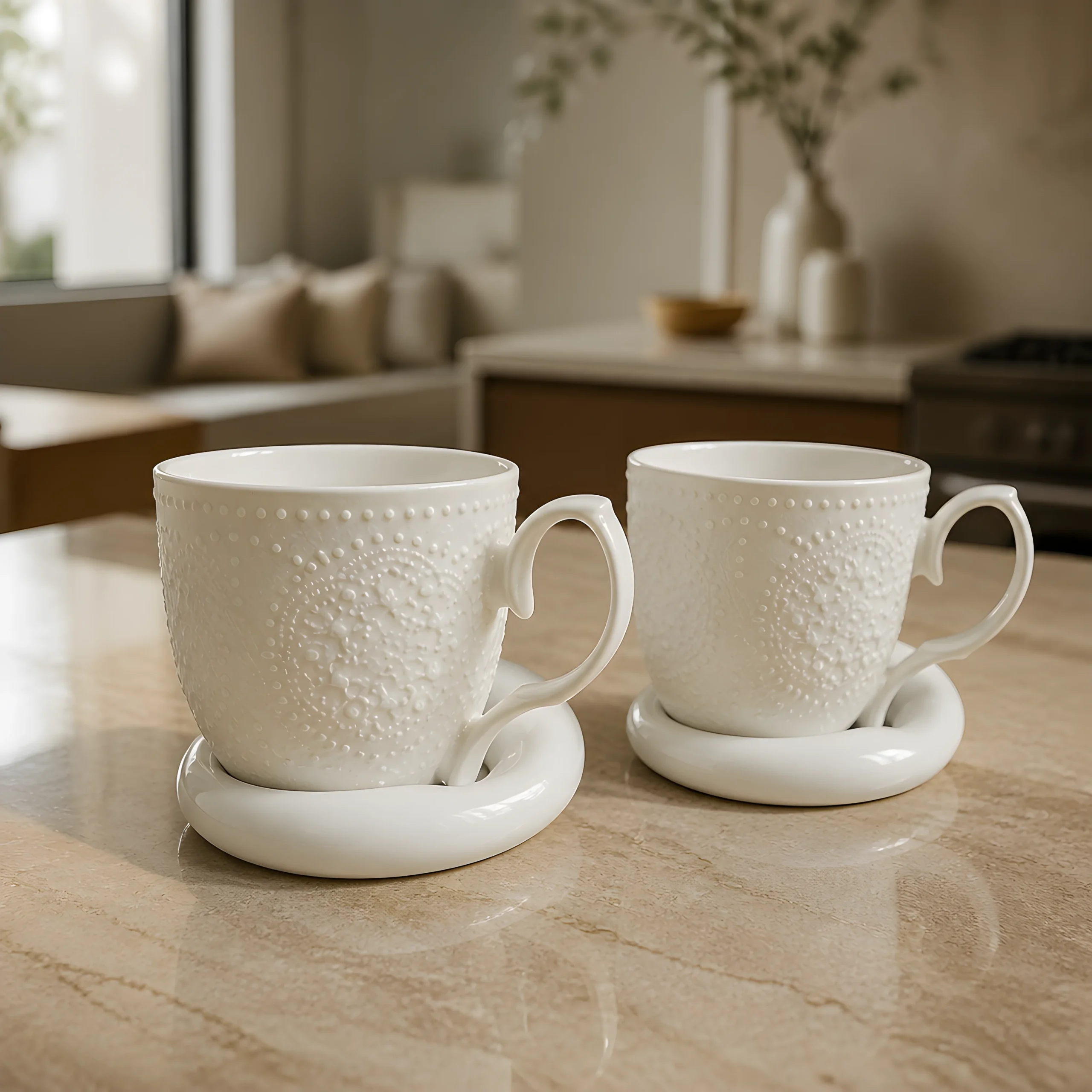 koupes-souver-organic-collection-new-bone-set-1 Σετ 2 κούπες New Bone Λευκό Κέντημα πάνω σε πορσελάνινα σουβέρ βότσαλο - μπροστινή όψη